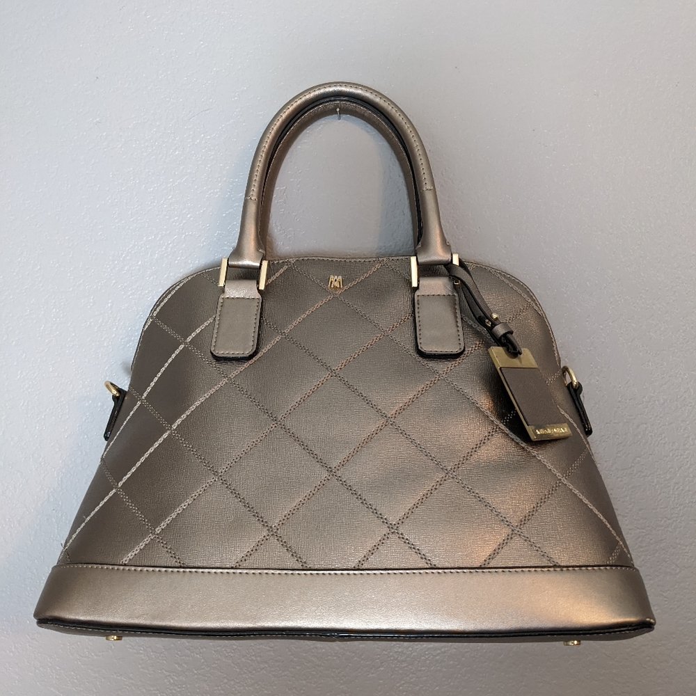 Antonio Melani Metallic Bronze Leather Satchel